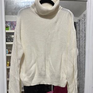 Ambiance Cream Cowl Turtleneck Sweater